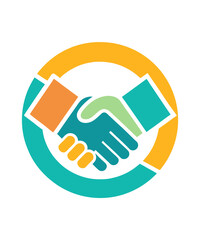 A minimalist handshake logo vector art illustration.