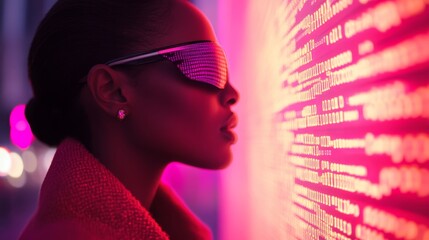 Medical research utilizing holographic stock data by a black female doctor.