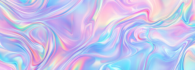 Obraz premium Holographic background seamless trendy iridescent rainbow foil texture. Soft holographic pastel unicorn marble background pattern