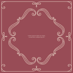 Series of vintage princess frame background layout template story book cover paper page in dusty mauve pink blush line drawing