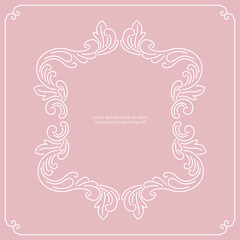 Series of vintage princess frame background layout template story book cover paper page in dusty mauve pink blush line drawing