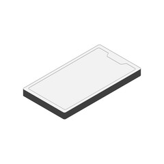 スマートフォンのイラスト。アイソメトリックなアイコン。主線あり。上面法1。