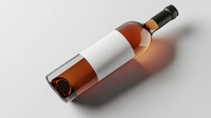 Elegant wine bottle on a white surface, showcasing a blank label design