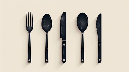 A clean and modern poster design showcasing a premium cutlery set. Perfect for advertising high-end kitchenware or for use in restaurant or hotel marketing materials.