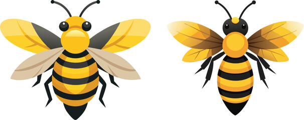 Bee, side view with white background 