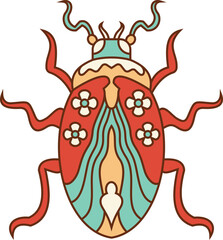 Decorative Tribal Beetle Illustration Artwork