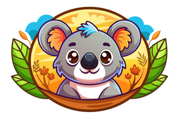 Obraz premium Cute Cartoon Koala Bear in a Forest Setting