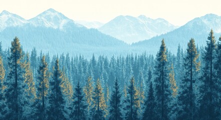 Obraz premium The three abstract watercolor mountain landscape wall art panels feature mountain views in blues and golds
