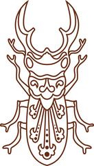 Decorative Tribal Beetle Line Art Illustration