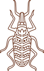 Decorative Tribal Beetle Line Art Illustration