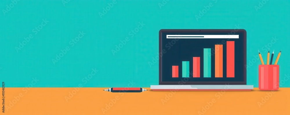 Poster machine learning tools optimizing business insights from data, flat design illustration