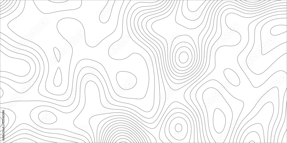 Aufkleber ocean topographic line map with curvy wave isolines vector illustration. abstract topographic contou