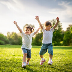 Obraz premium Close-Up of Children Playing Outdoors