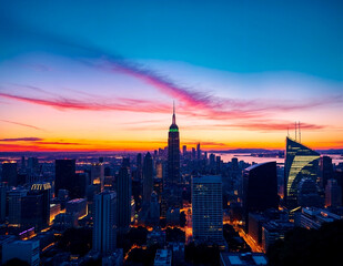 Fototapeta premium city skyline at sunset