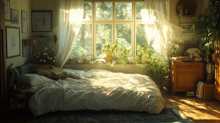 Sunlit Bedroom with Window