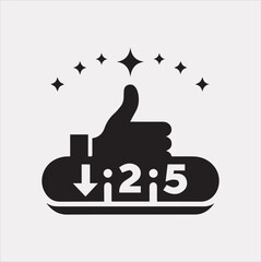 Counter 1 like Vector silhouette illustration icon on a white background