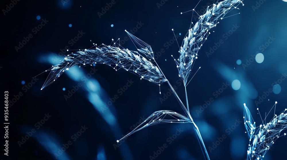 Aufkleber abstract image of a wholewheat. vegetables wireframe concept. with dark blue background. low poly wi