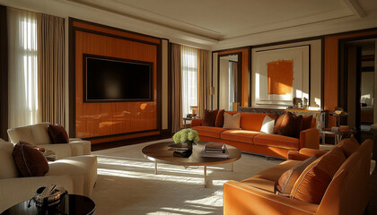 Art Deco Family Room Luxurious Design high detail