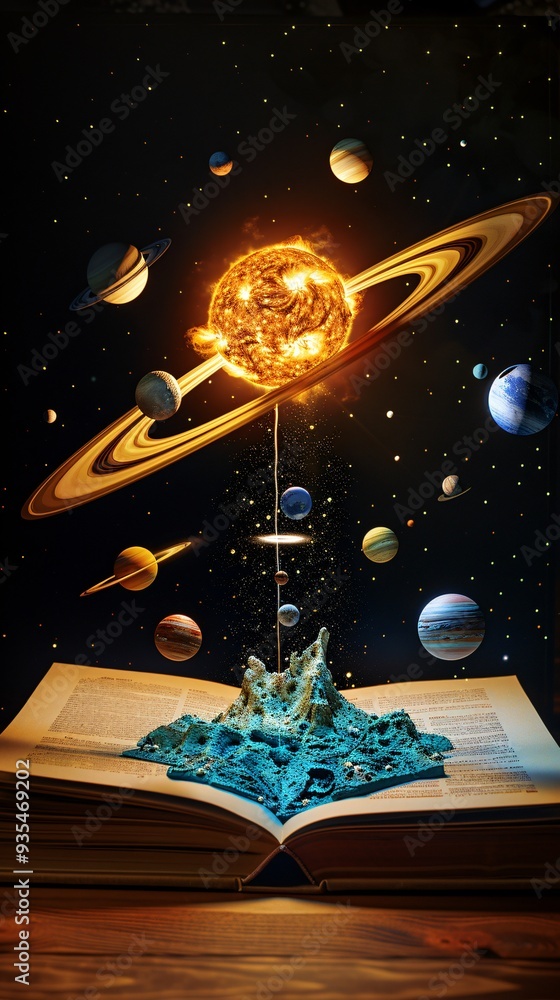 Canvas Prints open book with solar system