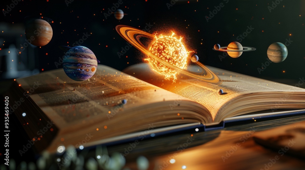 Canvas Prints open book and universe