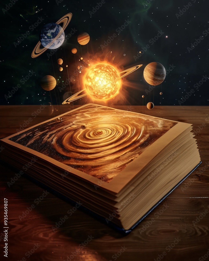 Canvas Prints open book with solar system