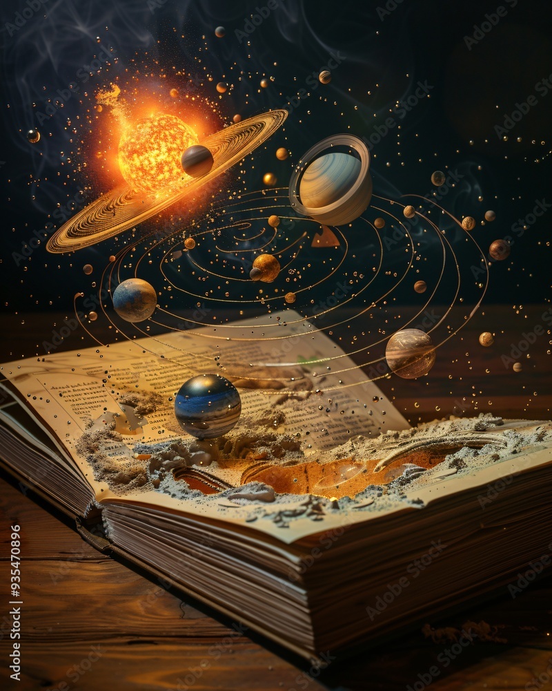 Canvas Prints open book with solar system