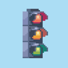 Fototapeta premium traffic light pixel art, vector illustration on isolated background.