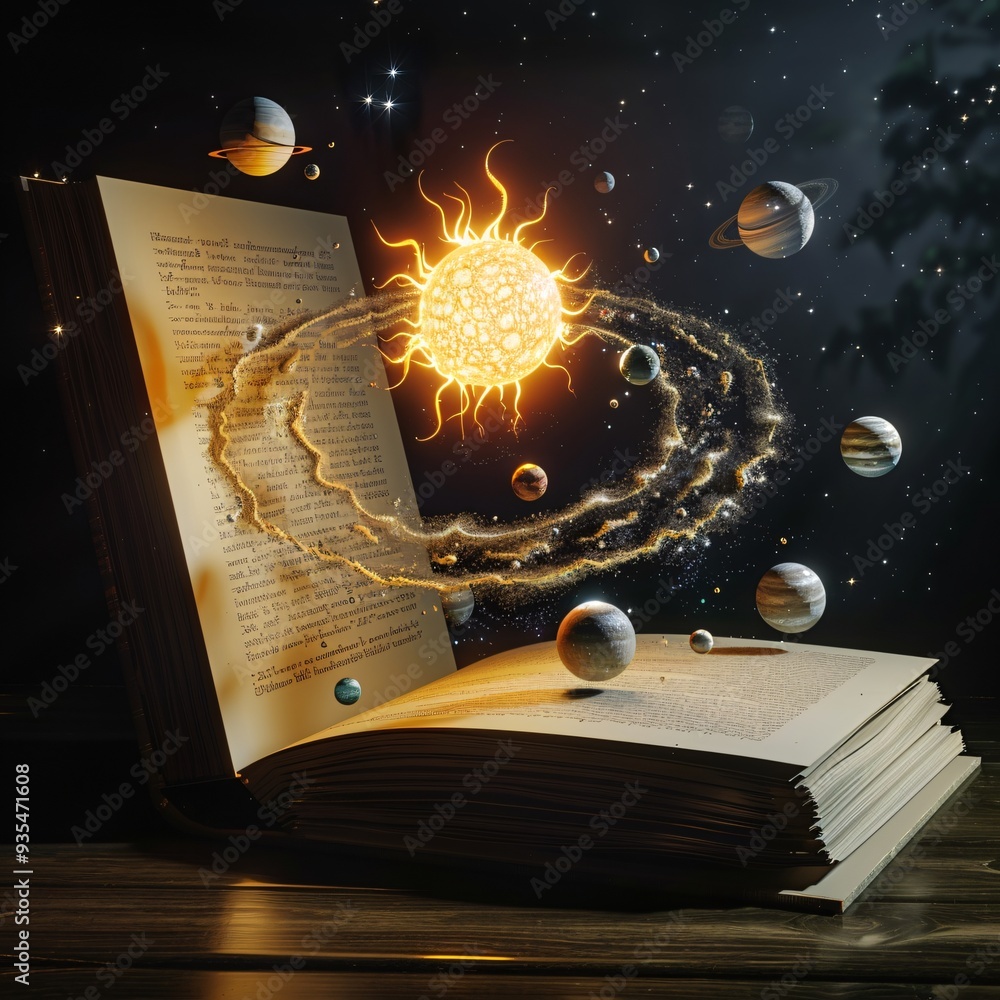 Canvas Prints open book with solar system