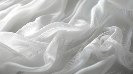Obraz premium A close-up macro photograph of a delicate white wedding dress fabric. The image has a clean background and focuses on the intricate texture of the fabric.