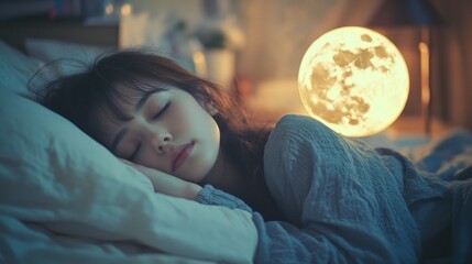 12082007 97 A person lying in bed, with the soft glow of the moon on their face --ar 16:9 --style raw --stylize 250 --v 6.1 Job ID: 0854e7d4-cf63-4997-b34e-0d9f4f48988d