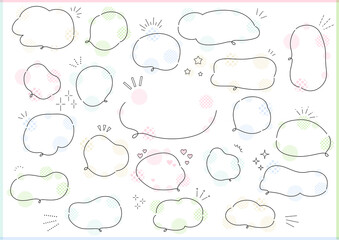 手書き　手描き　シンプルな吹き出しセット（ドットスタイル）