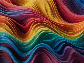Obraz premium A background with rainbow colors smoothly transitioning in a curved wave pattern, perfect for a dynamic and colorful design.
