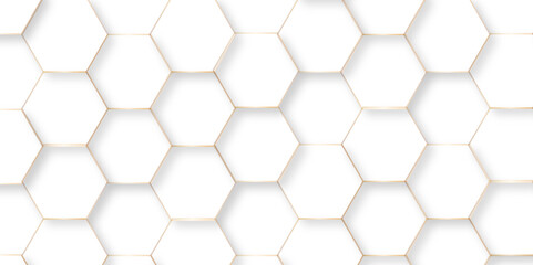 Naklejka premium Modern simple style seamless pattern with hexagonal graphic design with shadows. Geometric art texture mosaic white background. abstract molecular structures technology, wallpaper background, vector. 