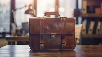 a briefcase on a desk, symbolizing professionalism and business readiness.