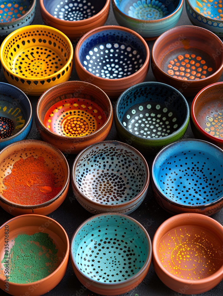 Wall mural a group of colorful bowls