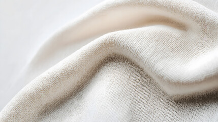 Close-Up of Fine Cotton Fabric Texture: Detailed Fibers on a Smooth Surface, Isolated on White Background