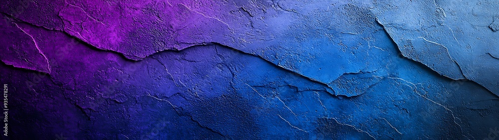 Poster a dramatic gradient of intense purple fading into deep blue, with a fine-grain texture that adds vis