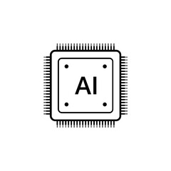 Artificial intelligence AI processor chip vector icon .AI Processor board circuit vector illustration.