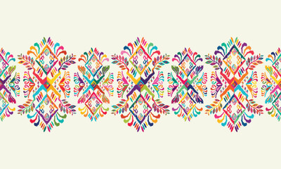 Hand draw Ethnic abstract geometric flower pattern design.geometric ethnic oriental seamless pattern traditional.great for textiles, banners, wallpapers, wrapping vector design.