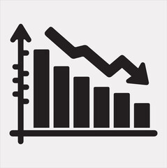 loss bar chart Vector silhouette illustration icon on a white background