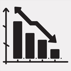 loss bar chart Vector silhouette illustration icon on a white background