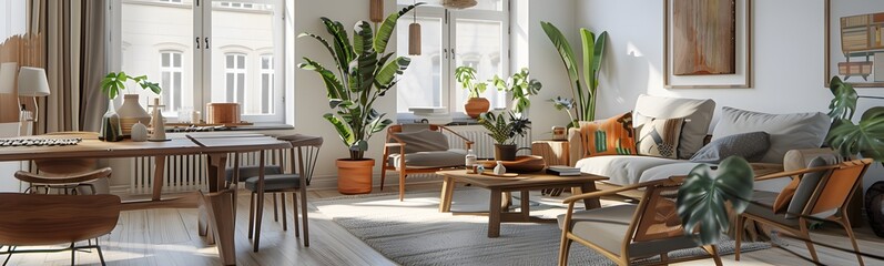 scandinavian loft apartment. 3d rendering. 