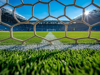 Keepers view from the goalpost during kickoff, ready for the playoffs first challenge, Keeper, goalkeepers perspective
