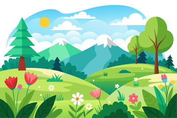 Obraz premium A Sunny Spring Day in the Mountains