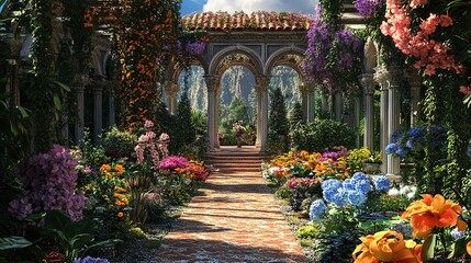 Obraz premium The gardens aresque with rich floral 