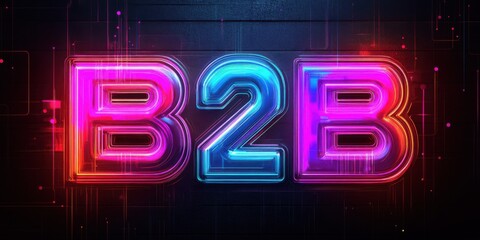 Vibrant B2B Business Concept in Neon Lights for Modern Digital Marketing Strategies
