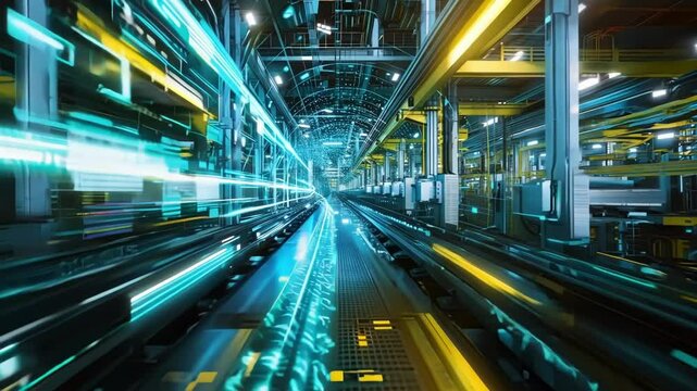 Futuristic industry 4.0 concept with digitalization of the manufacturing process by using artificial intelligence to improve performance