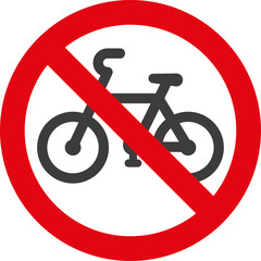 No bicycle allowed red circle prohibited. Warning traffic symbol vector illustration isolated.