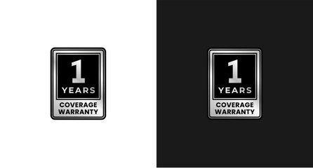 1 years warranty label or 1 years coverage warranty logo vector isolated. The best 1 years coverage warranty label for product packaging design element and more.