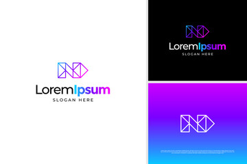 Geometric pixel next logo concept, fast logo vector design template